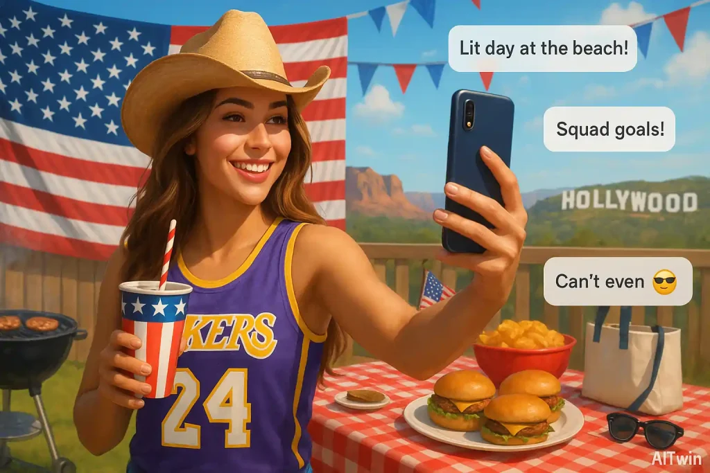 AI influencer speaking fluent American English
