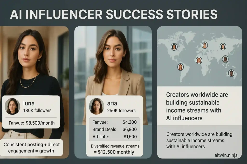 AI influencers achieving growth and revenue