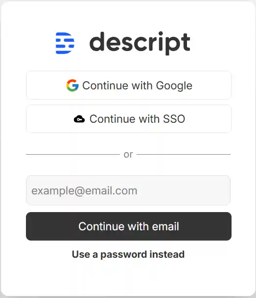 Descript - Choose your sign-up method