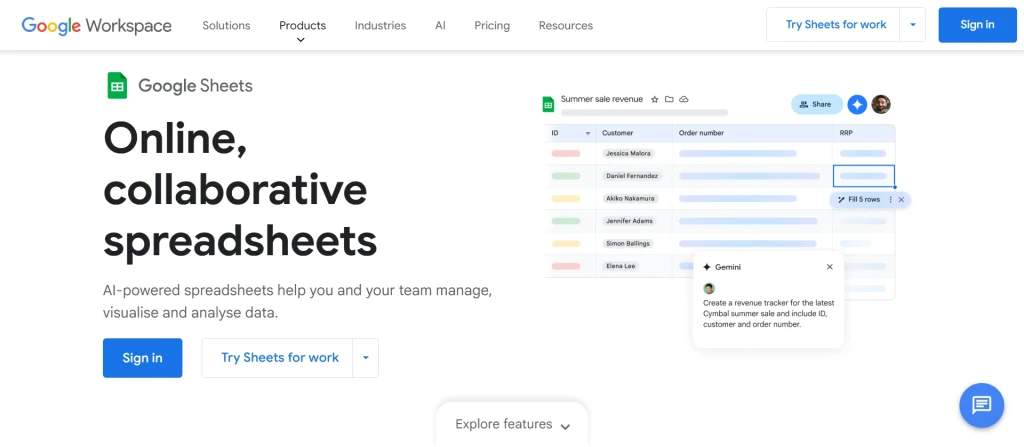 Google Collaborative Spreadsheets