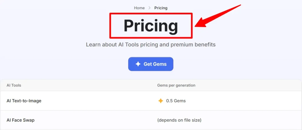 Pykaso AI pricing page