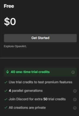 Free Plan OpenArt AI