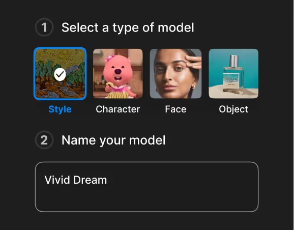 Select Model Type & Name Your AI Character