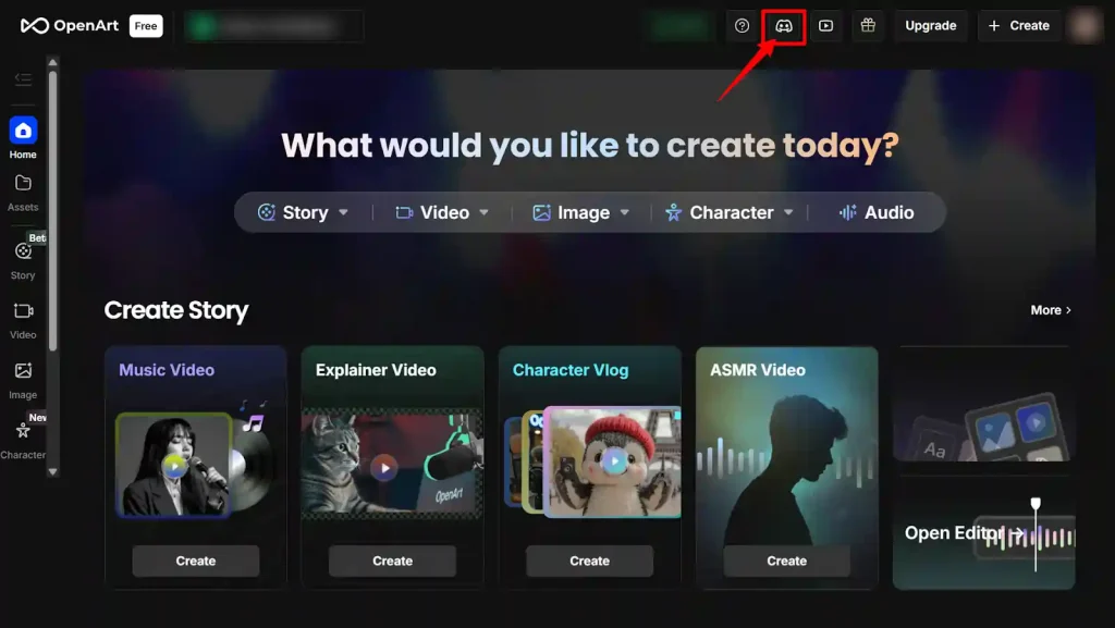 Join the OpenArt Discord Community for extra free credits