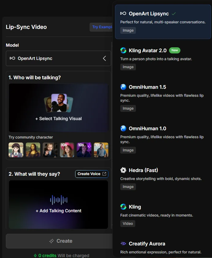 OpenArt Lip-Sync Video Generation
