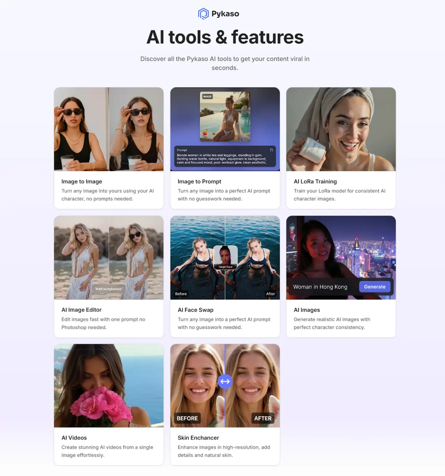 Pykaso AI tools & features