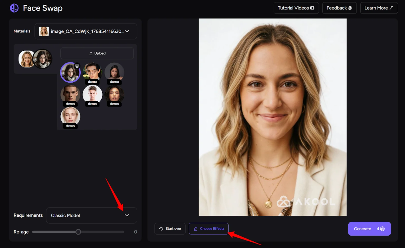 AKOOL Quality Settings and AI model