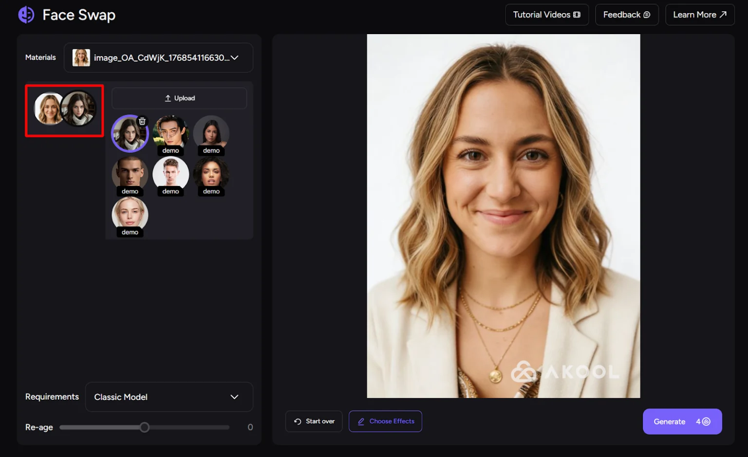 AKOOL- Upload the Target Face That you want to add