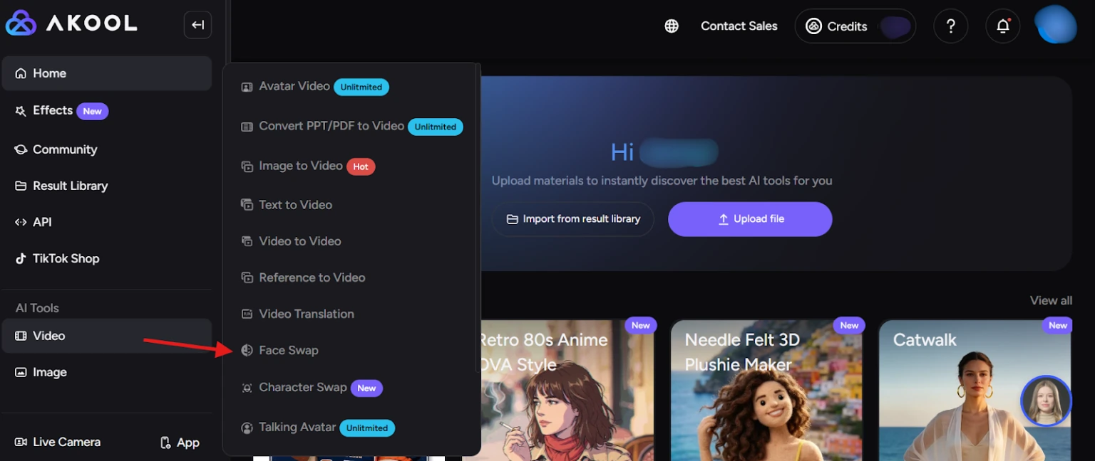 AKOOL Video Face Swap Feature