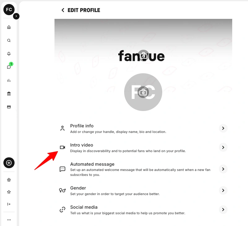 Fanvue - Upload Intro Video