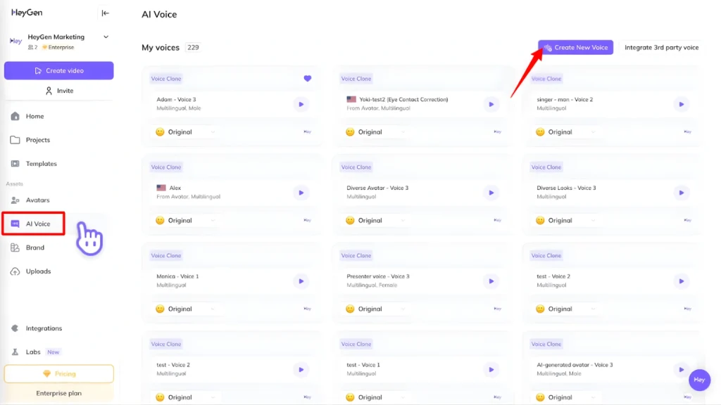 HeyGen-Create or upload your voice sample