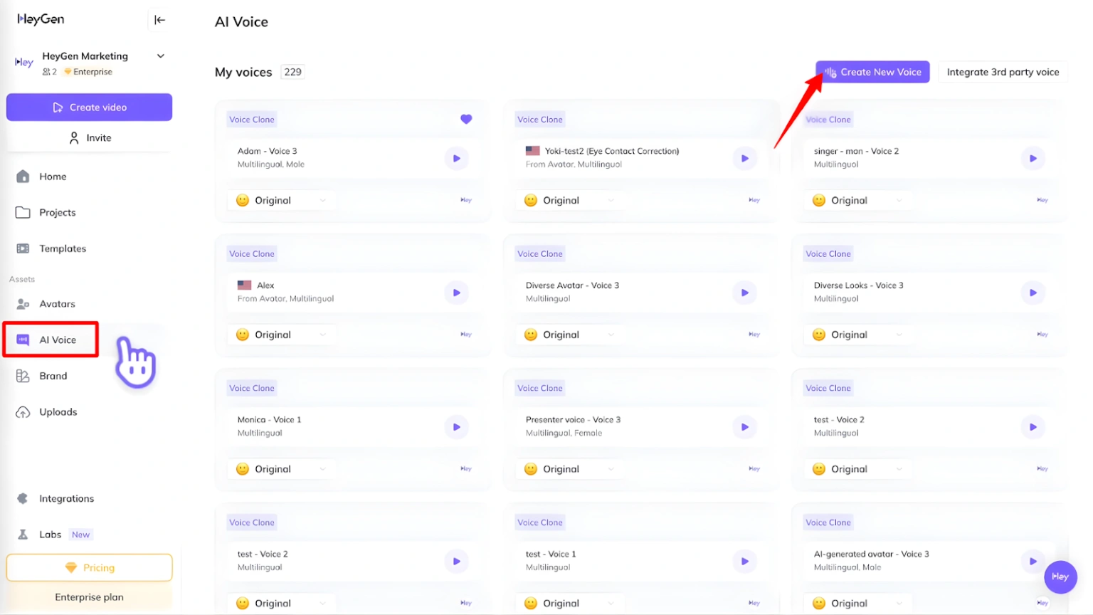 HeyGen-Create or upload your voice sample