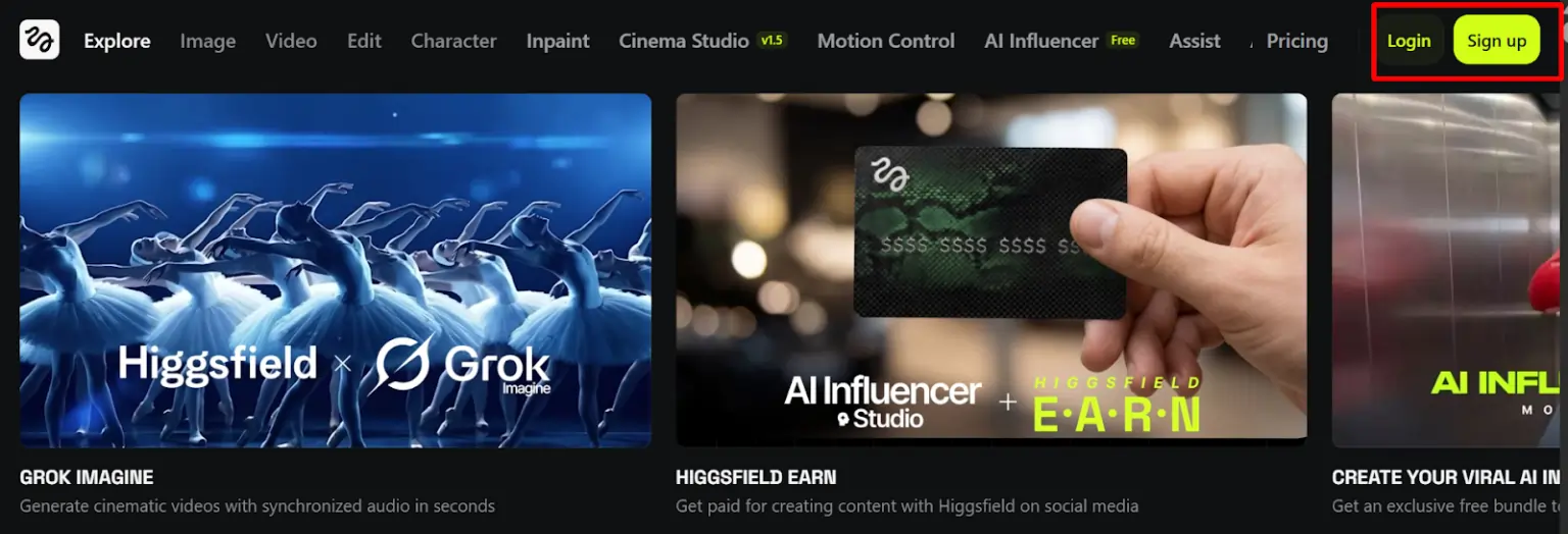 Higgsfield- Creating Your Free Account