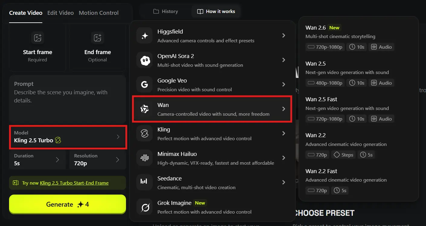Higgsfield - WAN Camera Control Feature