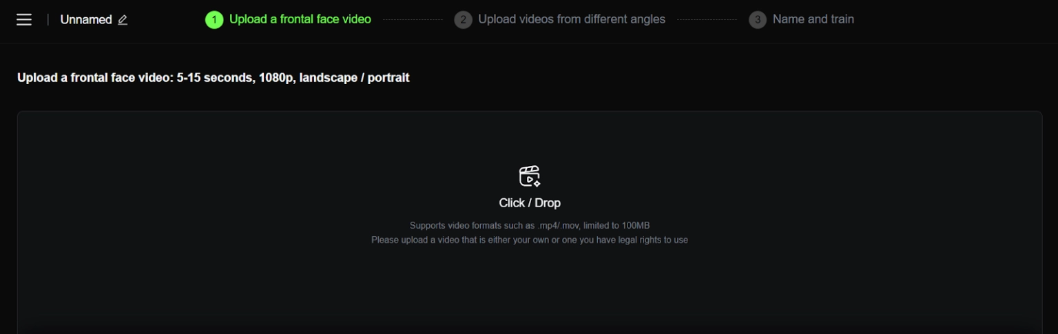 Kling AI - Upload a Frontal Character Face Video