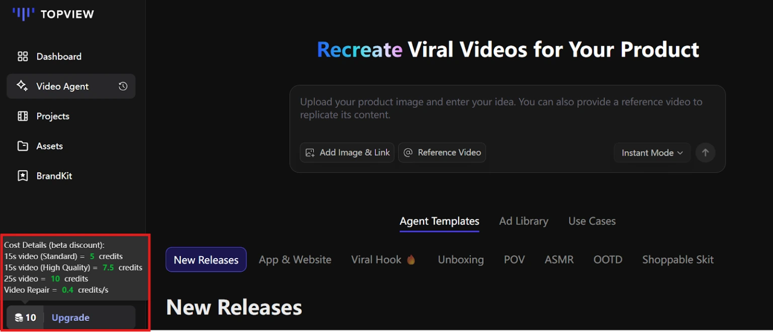Sign up at Topview AI & Upgrade plans
