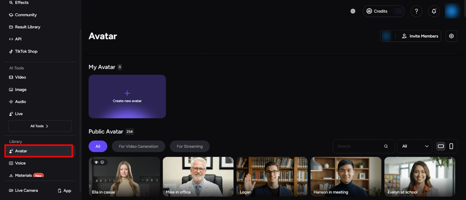 Choose Avatar Type or Upload Character Reference Image