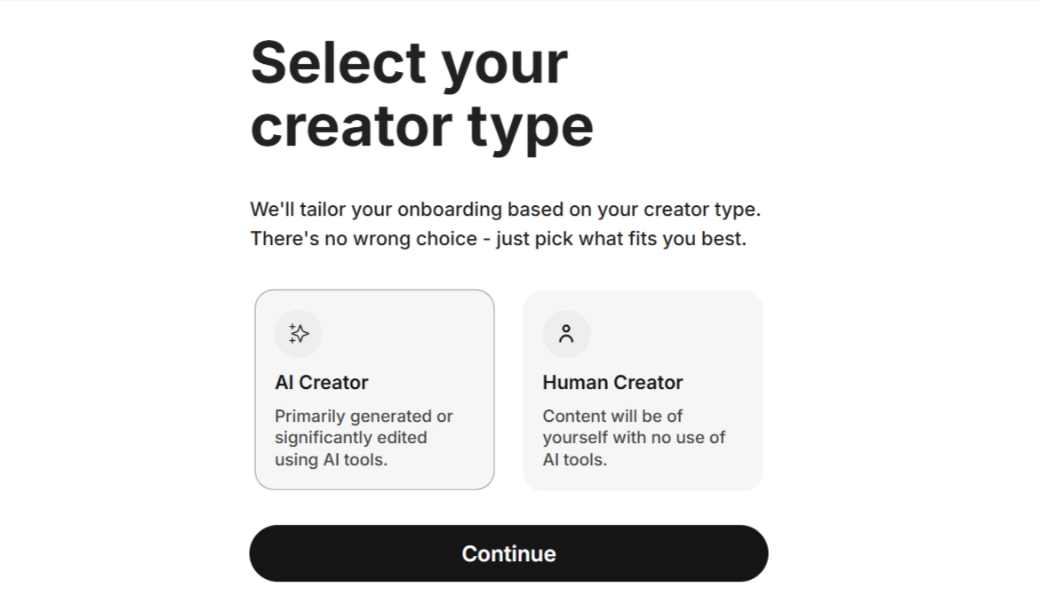 Fanvue - Select Creator Type