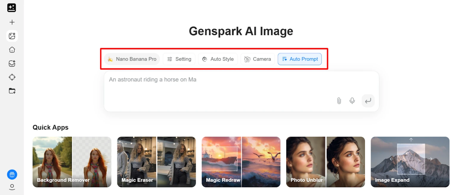 Genspark AI Image Settings