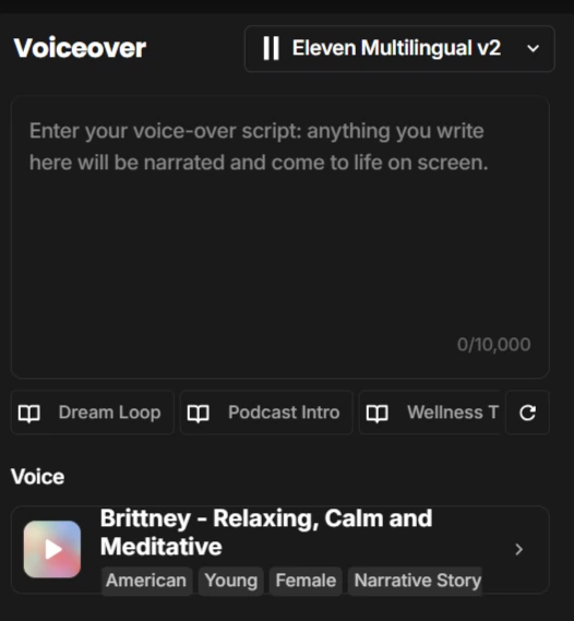 Type your script and select from OpenArt's voice library