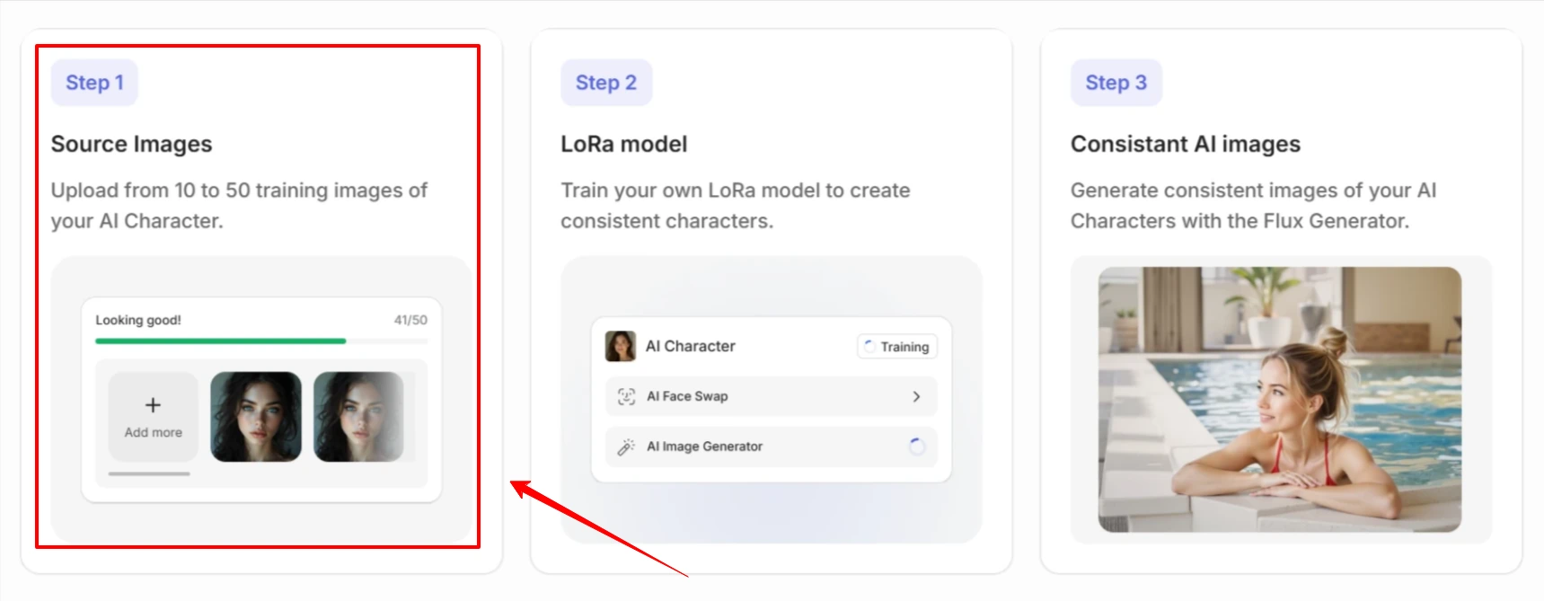 Uploading Source images LoRA Character in Pykaso AI