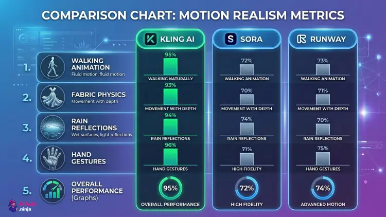 Motion Realism Matrics Comparision - Kling vs Sora vs Runway