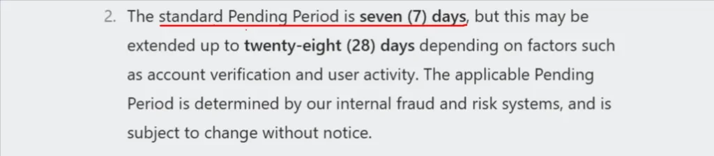 Fanvue 7 Day Pending Period for Withdrawal