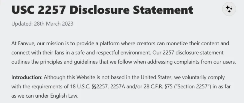 Fanvue AI Diclosure Statement