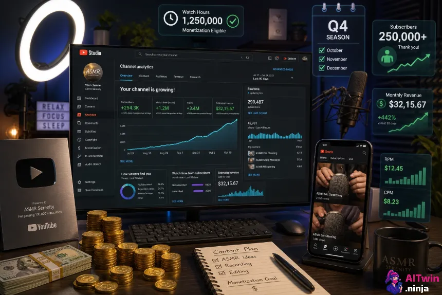 YouTube ASMR Channel Monetization Dashboard