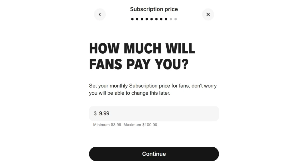 Fanvue Subscription price
