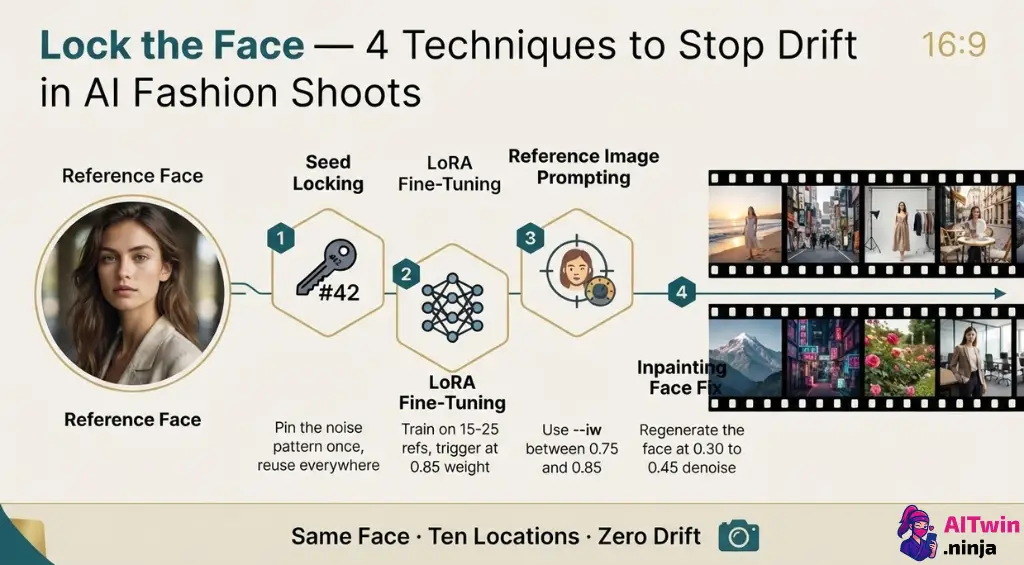 AI model face consistency across ten locations