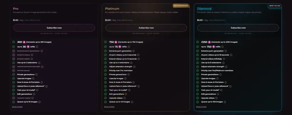 Seduced AI Pricing Plans