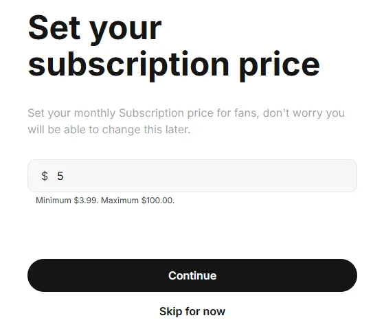 Fanvue - Set Subscription Pricing
